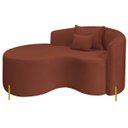 Ver imagem 2 de Divã Recamier Curvo Sala de Estar Recepção Inglaterra 150cm Pés Metal Dourado L.esq Bouclé Terracota