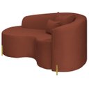 Ver imagem 6 de Divã Recamier Curvo Sala de Estar Recepção Inglaterra 150cm Pés Metal Dourado L.esq Bouclé Terracota