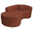 Ver imagem 5 de Divã Recamier Curvo Sala de Estar Recepção Inglaterra 150cm Pés Metal Dourado L.esq Bouclé Terracota