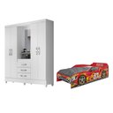 Ver imagem 1 de Jogo para Quarto Infantil Duas Peças Guarda-Roupa Capri Moval e Cama Evolution Car