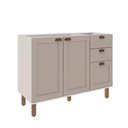 Ver imagem 1 de Balcão Cozinha Modulada 2 Portas 3 Gavetas MDF 120cm Fendi com Branco
