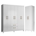 Ver imagem 1 de Guarda Roupa Casal Panamá e Armário Multiuso New Iris Branco Brilho - Moval