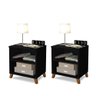 CONJUNTO 2 MESAS DE CABECEIRA 2 NICHOS PRETO - 1