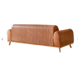 Sofá Living Átila Couro Ecológico Caramelo, 2,10 Metros, Design Retrô. - 3