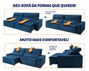 Ver imagem 4 de Sofá Retrátil Reclinável Supremo 2,10m Suede Velut Azul Marinho Molas no Assento - King House
