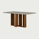 Ver imagem 1 de Conjunto Sala de Jantar Jade Gold 1,60m com 6 Cadeiras Jade Cinamomo/Linho Cinza