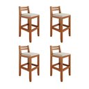 Ver imagem 1 de Kit 4 Banquetas em Madeira Maciça Ibiza Ilha 78 Cm - Malbec Assento Off White