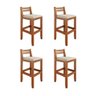 Kit 4 Banquetas em Madeira Maciça Ibiza Ilha 78 Cm - Malbec Assento Off White - 1