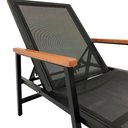 Ver imagem 2 de Espreguiçadeira Preta para Piscina Amélia em Aluminio e Tela Sling Braço de Madeira