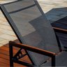 Espreguiçadeira Preta para Piscina Amélia em Aluminio e Tela Sling Braço de Madeira - 5