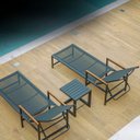 Ver imagem 7 de Espreguiçadeira Preta para Piscina Amélia em Aluminio e Tela Sling Braço de Madeira