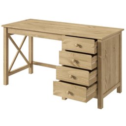 Escrivaninha em Madeira Maciça com 4 Gavetas Marrom Antique - 3