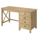 Ver imagem 1 de Escrivaninha em Madeira Maciça com 4 Gavetas Marrom Antique