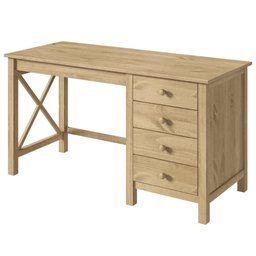 Escrivaninha em Madeira Maciça com 4 Gavetas Marrom Antique - 1