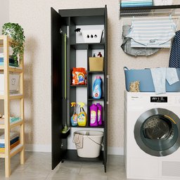 ARMÁRIO LAVANDERIA MULTIUSO FLORIPA PRETO - MELHOR MÓVEL - 2