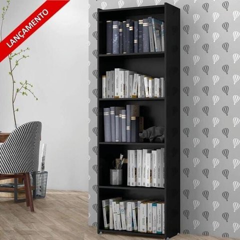 Livreiro Multiuso 4 Prateleiras Preto Suiça Brienza