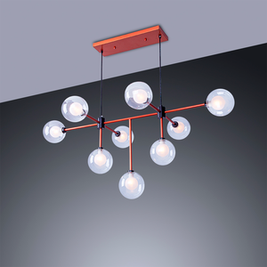 Lustre Pendente para Sala Sputnik Manhattan Moderno 9 Lâmpadas Bivolt:cobre/110v/220v