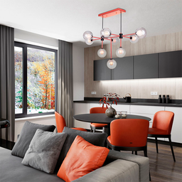 Lustre Pendente para Sala Sputnik Manhattan Moderno 9 Lâmpadas Bivolt:cobre/110v/220v - 3
