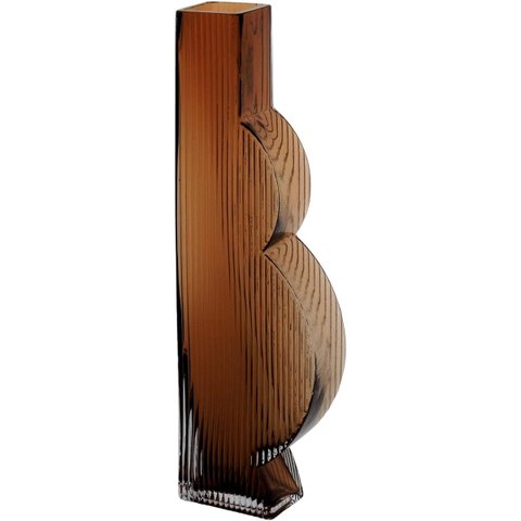 Vaso Ficarella  Decorativo Cachepô Enfeite  35x5x11cm Vidro Âmbar