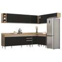 Ver imagem 1 de Armário de Cozinha Modulado de Canto 8 Peças Cp26 Balcão com Tampo Castanho/preto - Lumil Lumil Móve