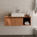 Ver imagem 4 de Kit Banheiro Com Cuba Inclusa Gabinete e Balcão Móvel Cor: Amêndoa