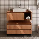 Ver imagem 1 de Kit Banheiro Com Cuba Inclusa Gabinete e Balcão Móvel Cor: Amêndoa