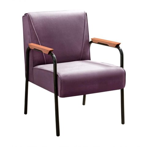 Poltrona Jade Veludo com Braços de Metal Roxo 380 Bella Decor