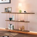 Ver imagem 5 de Aparador Decorativo Sala de Estar Infinity Tampo em Vidro e Pés em Aço Castanho G26 - Hb Móveis