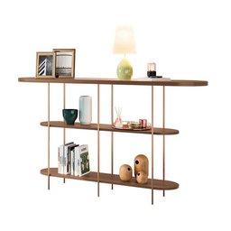 Aparador Decorativo Sala de Estar Infinity Tampo em Vidro e Pés em Aço Castanho G26 - Hb Móveis - 2