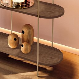 Aparador Decorativo Sala de Estar Infinity Tampo em Vidro e Pés em Aço Castanho G26 - Hb Móveis - 7