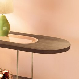 Aparador Decorativo Sala de Estar Infinity Tampo em Vidro e Pés em Aço Castanho G26 - Hb Móveis - 6