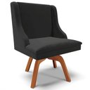 Ver mais imagens de Kit 5 Cadeiras Decorativas Sala de Jantar Base Giratória de Madeira Firenze Veludo Preto/Natural G19