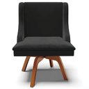 Ver imagem 7 de Kit 5 Cadeiras Decorativas Sala de Jantar Base Giratória de Madeira Firenze Veludo Preto/Natural G19