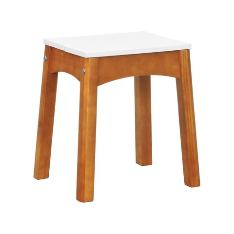 Banco Médio Áustria Madeira Maciça Assento Mdf Laqueado - Amêndoa/branco