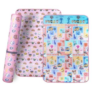 Tapete de Atividades Infantil Dobrável 1,20x1,80m Rolo Tapetão Portátil Estampa Patrulha Canina Rosa