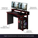Ver imagem 3 de Mesa para Escritório Home Office Gamer ME4153 MDP Preto/Vermelho - Gran Belo