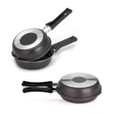 Ver imagem 2 de Frigideira Dupla Hamburgueira e Omeleteira Antiaderente 14 Cm Preto