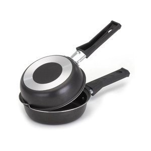 Frigideira Dupla Hamburgueira e Omeleteira Antiaderente 14 Cm Preto