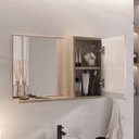 Ver imagem 4 de Conjunto Gabinete Banheiro Completo Prisma 60cm - Madeirado / Branco com Tampo Vidro