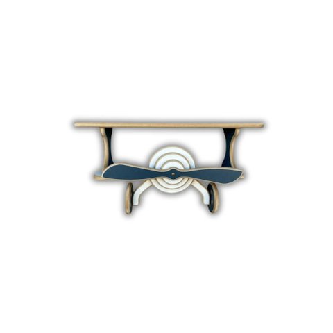 Prateleira Infantil Avião Azul e Branco - Branco e Madeira