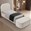 Ver imagem 5 de Cabeceira Cama Box 100cm Lanna com Puff Recamier Doha W01 Bouclê Creme - Lyam Decor