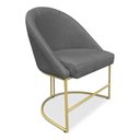 Ver imagem 3 de Kit 04 Cadeiras Poltrona de Jantar Bela Linho Grafite Base Metálica Industrial Dourado - Pallazio