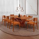 Ver imagem 1 de Conjunto de Jantar Venus 8 Lugares Tampo em MDF Caramelo 220cm Moderna