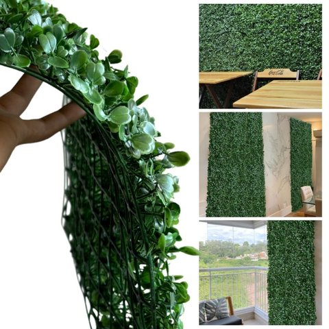 Kit 10 Placas Grama Artificial Jardim Parede Verde Folha Realista 3d