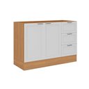 Ver imagem 2 de Balcão 2 Portas 3 Gavetas 120cm sem Tampo Soho CabeCasa MadeiraOriginals Freijó/Branco