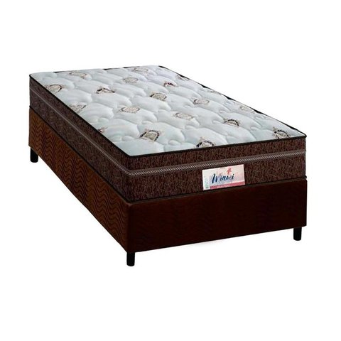 Cama Box Solteiro: Colchão Molas Ensacadas Probel MasterPocket ProDormir Miami + Base CRC Suede Brow