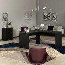 Ver imagem 1 de Kit para Escritório com Mesa em L e Balcão 2 Portas Br Cor:preto