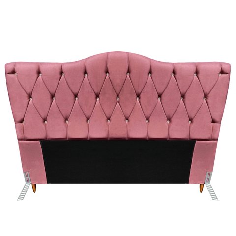 Cabeceira Queen Size Cama Box de Casal Quarto Estofada Barcelona 160cm:suede Rosê