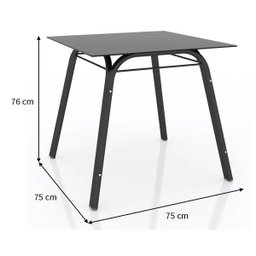Conjunto de Mesa Lotus 75cm com 4 Cadeiras 121 Preto Platina Artefamol - 4