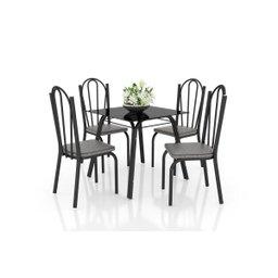 Conjunto de Mesa Lotus 75cm com 4 Cadeiras 121 Preto Platina Artefamol - 1